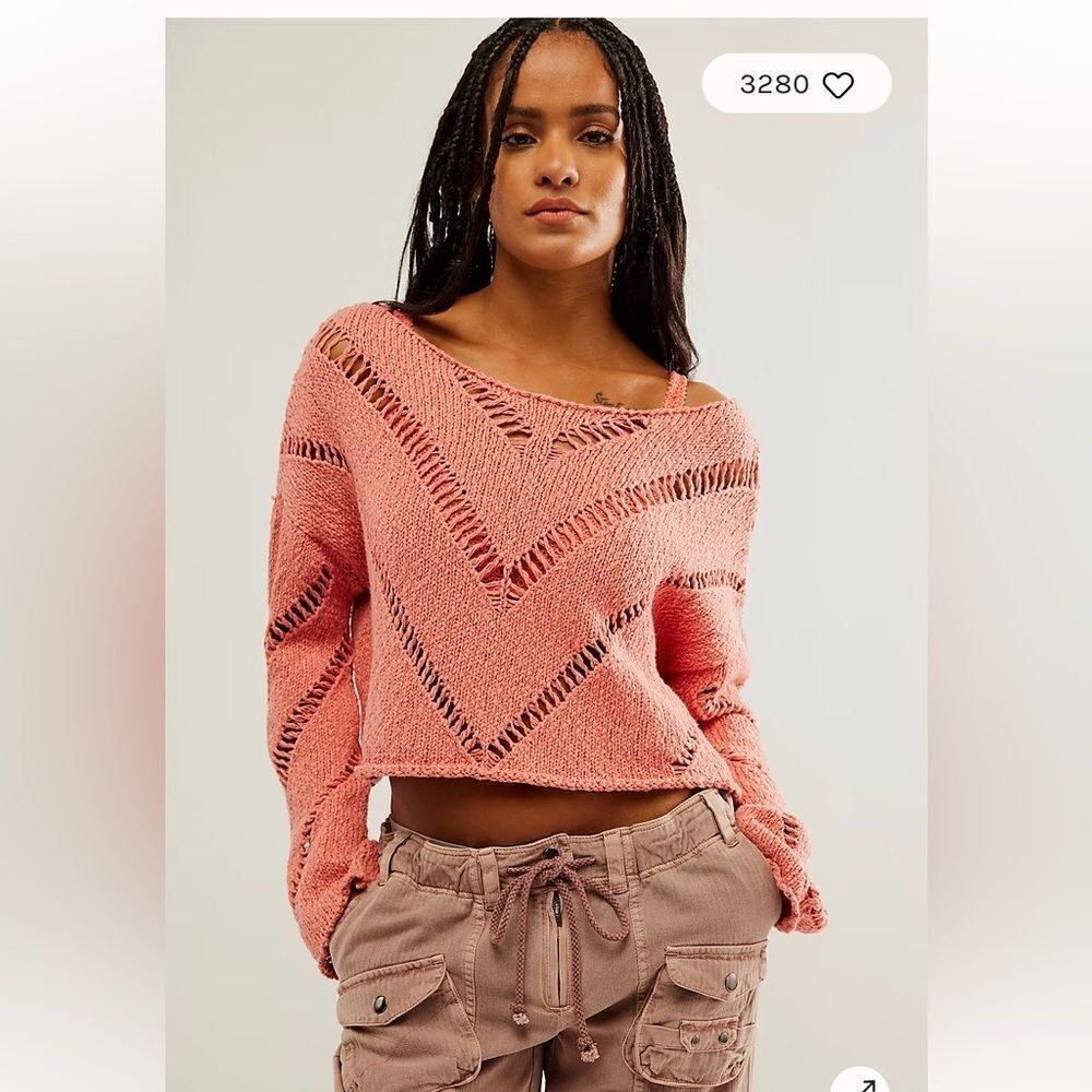 Free People Hayley Sweater size Large V Neck - Picture 2 of 7